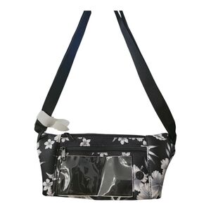 #47 Elegant Floral Black Crossbody/ Fanny Bag